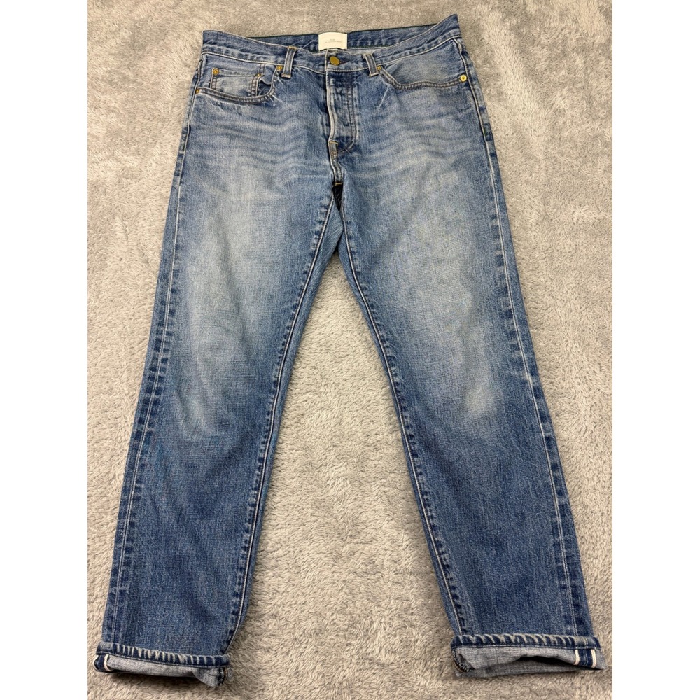 Sid Mashburn Jeans Mens 32x28 Blue Selvedge Straight Leg Button Fly USA Made
